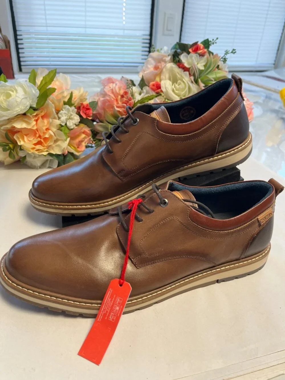 NEW Pikolinos Leather Oxford Lace Up Shoes Brown EU 46
